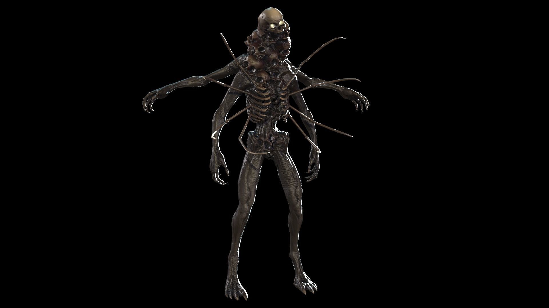 NecroMutant2 humanoid creature Low-poly 3D model_9