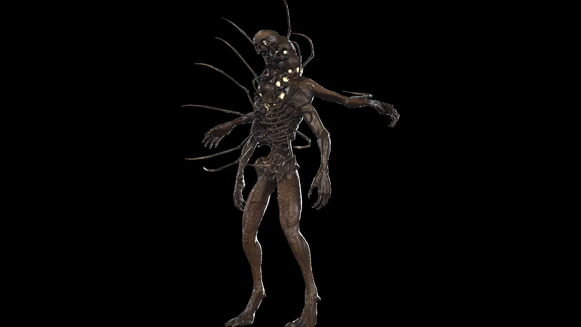 NecroMutant2 humanoid creature Low-poly 3D model_16