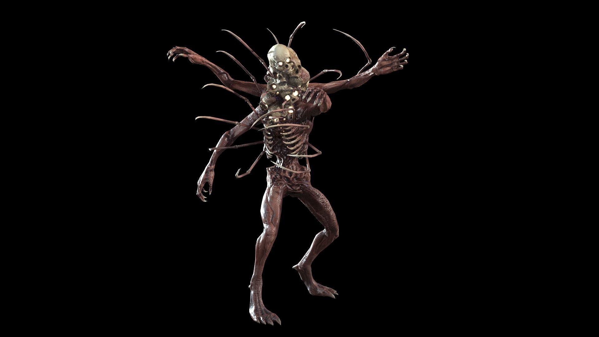 NecroMutant2 humanoid creature Low-poly 3D model_3