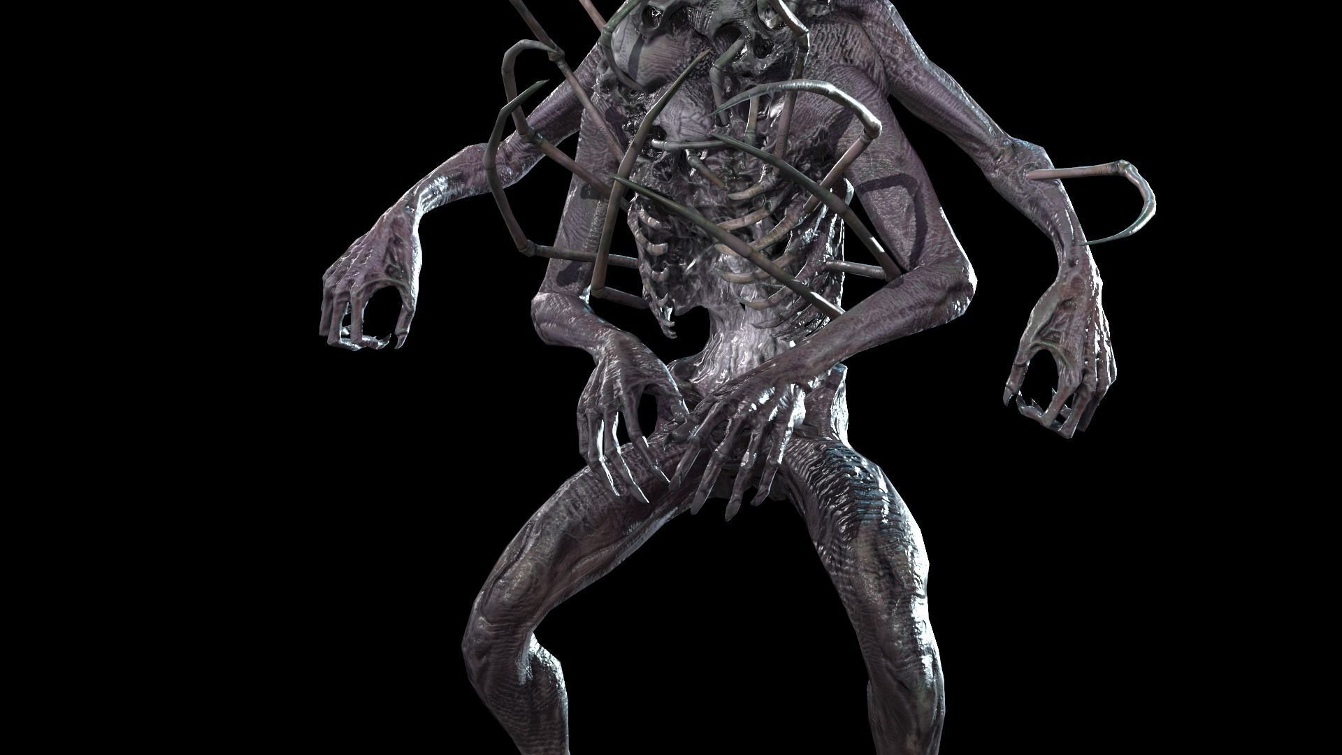 NecroMutant2 humanoid creature Low-poly 3D model_37