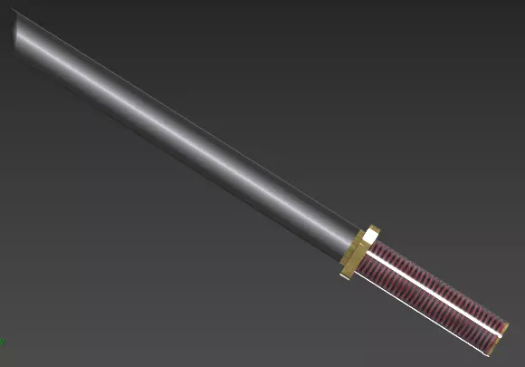 Katana samurai sword Low-poly 3D model_0