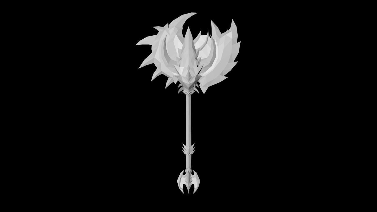 Dragon Scales Axe Low-poly 3D model_6