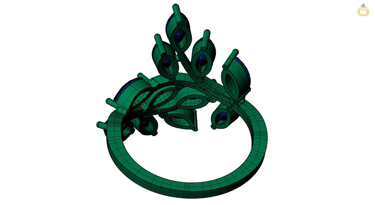 Marquise ring  stl file 3D print model_14