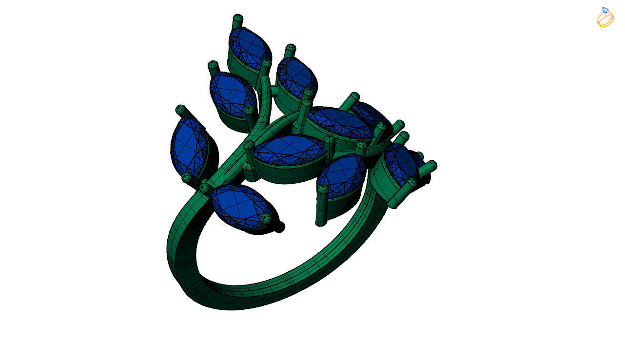 Marquise ring  stl file 3D print model_15