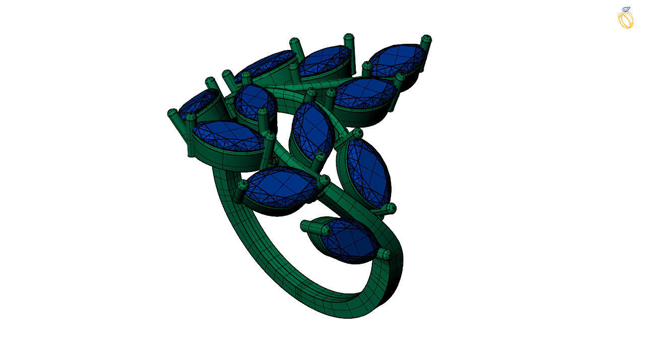 Marquise ring  stl file 3D print model_16