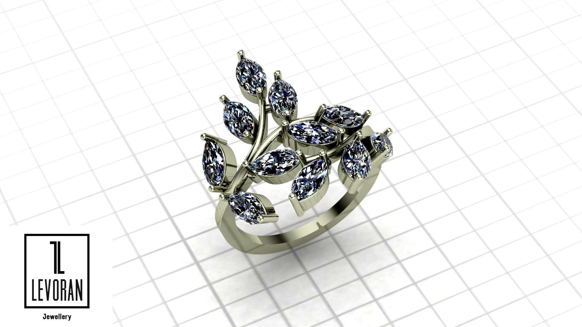 Marquise ring  stl file 3D print model_2