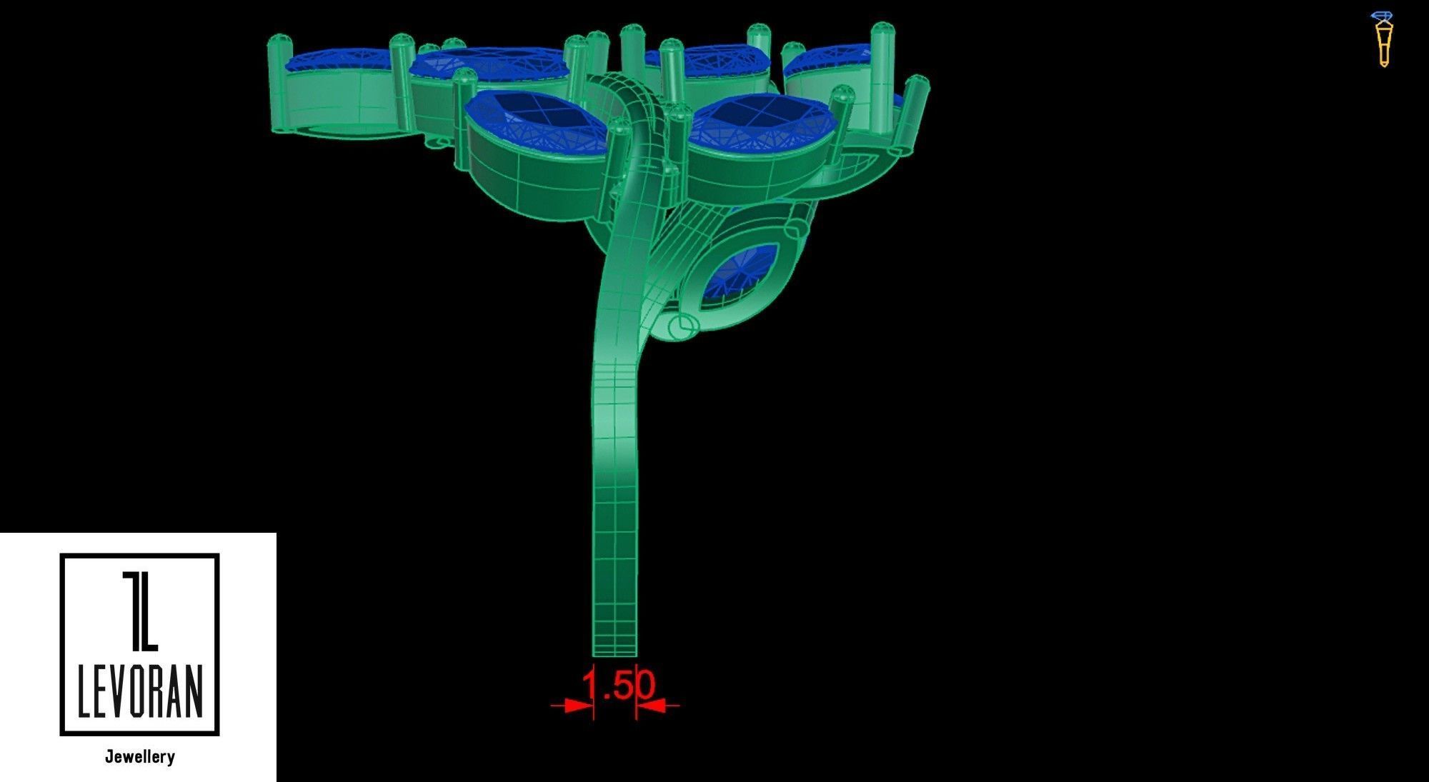 Marquise ring  stl file 3D print model_6