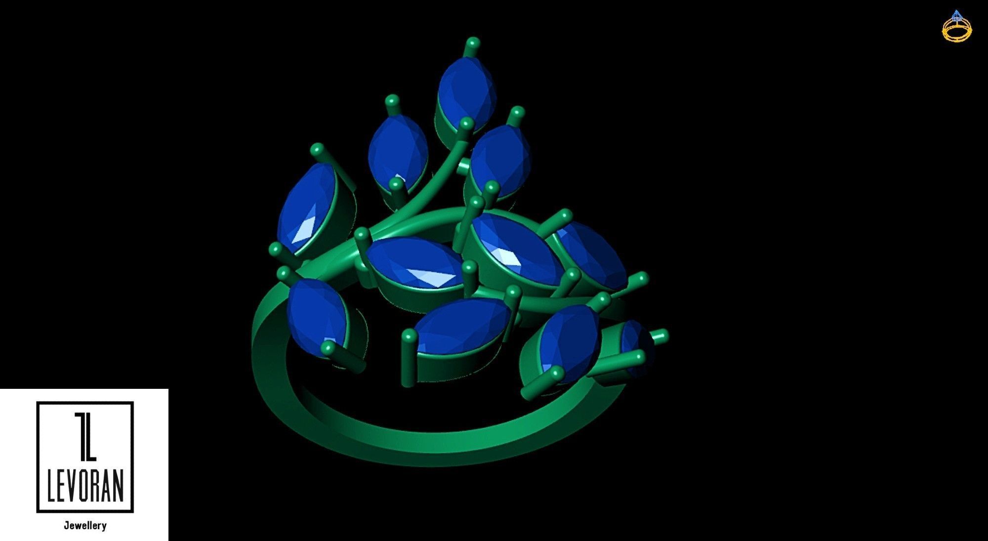 Marquise ring  stl file 3D print model_3