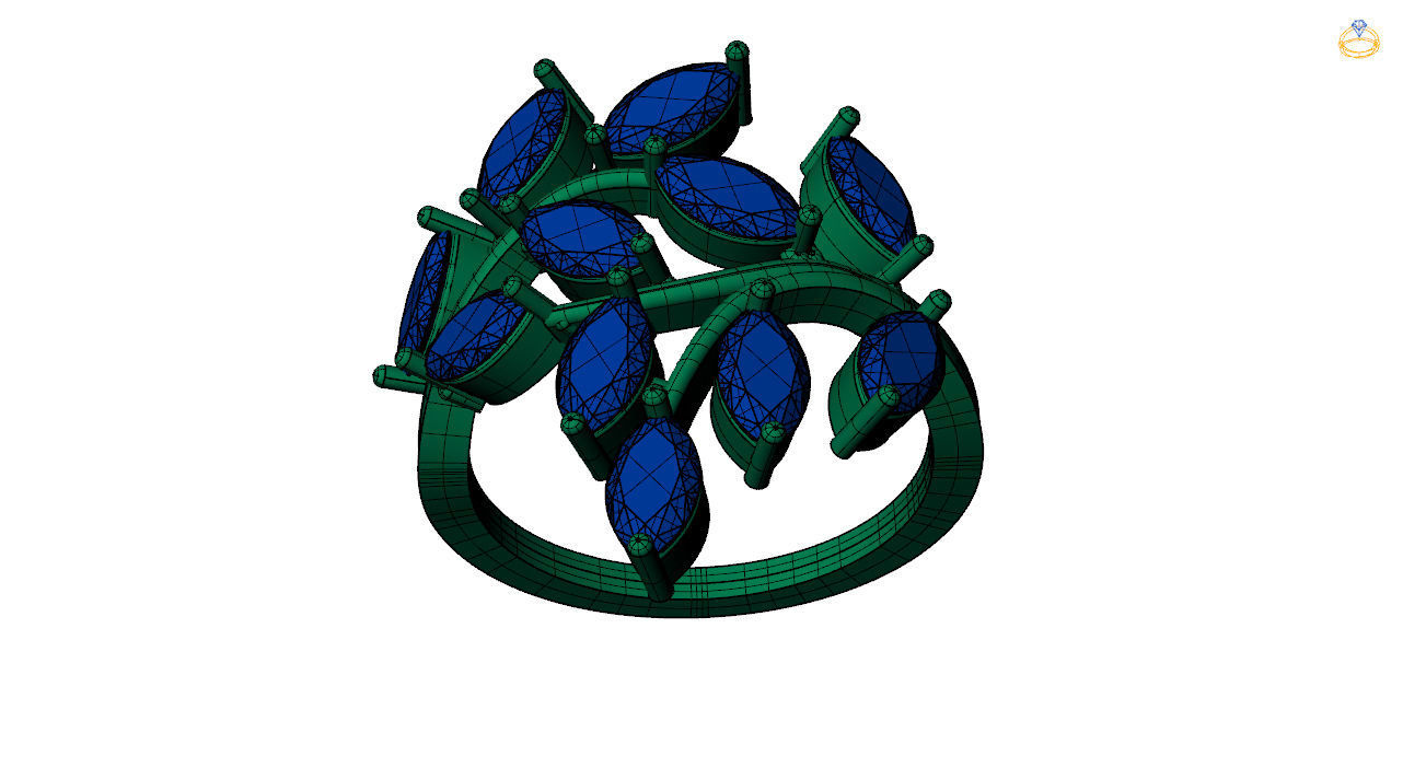 Marquise ring  stl file 3D print model_18