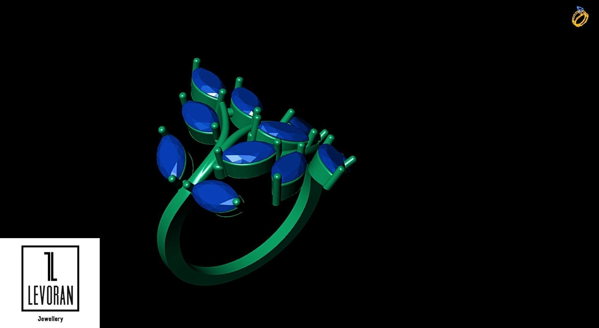 Marquise ring  stl file 3D print model_8