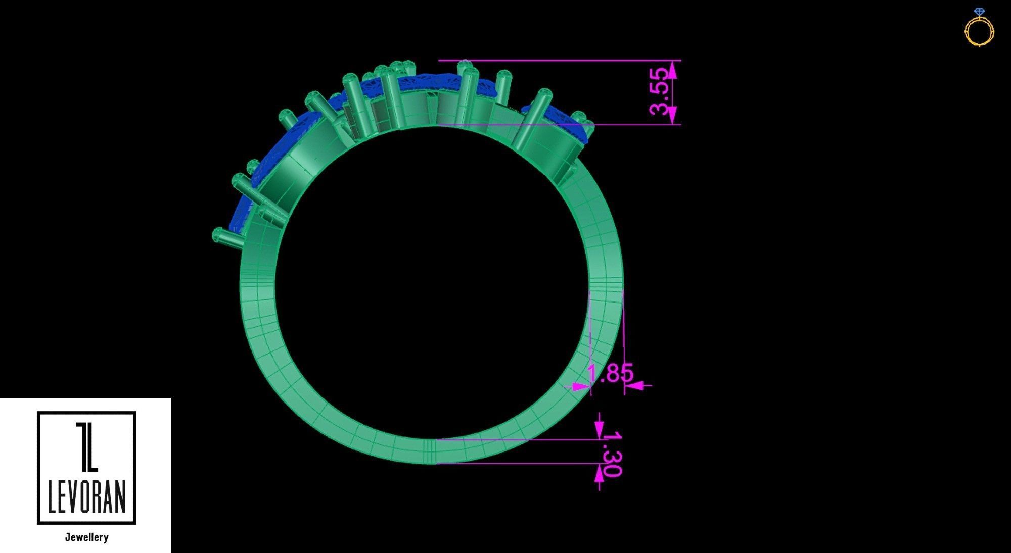 Marquise ring  stl file 3D print model_5