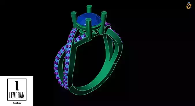 Solitaire pave  ring stl file