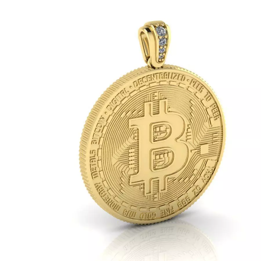 Bitcoin Gold Coin Pendant 3D print model_0