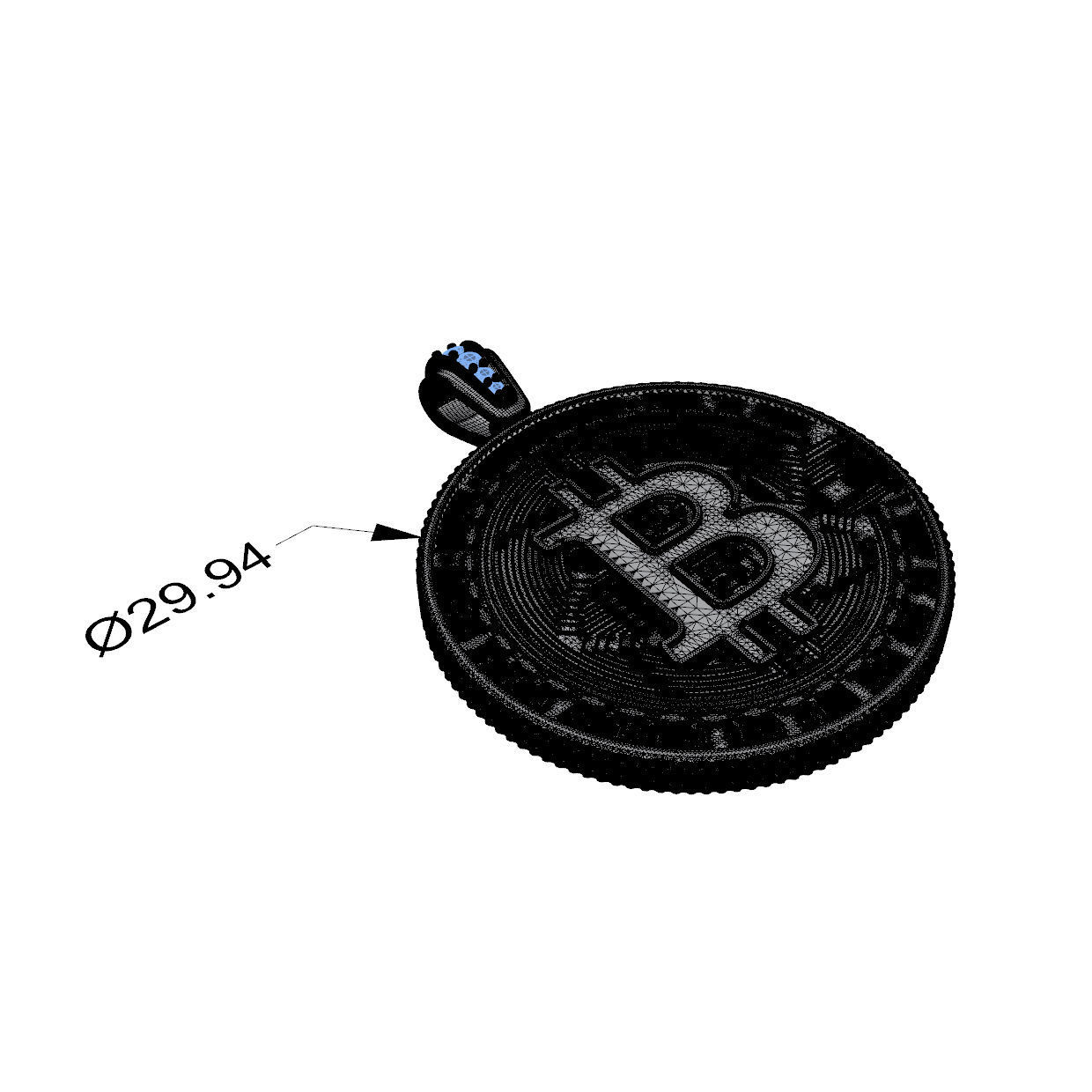 Bitcoin Gold Coin Pendant 3D print model_7