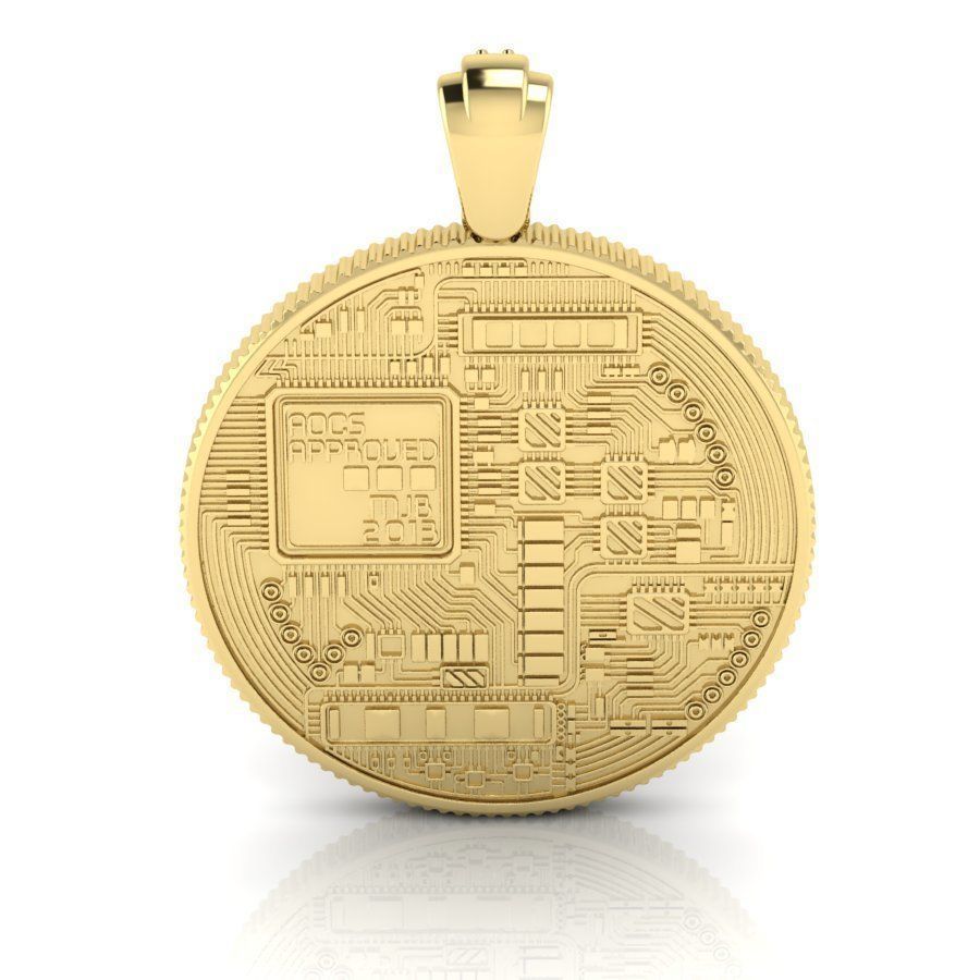 Bitcoin Gold Coin Pendant 3D print model_2