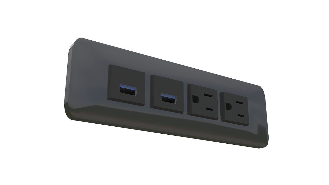 Recessed power socket grommet 3D model_1