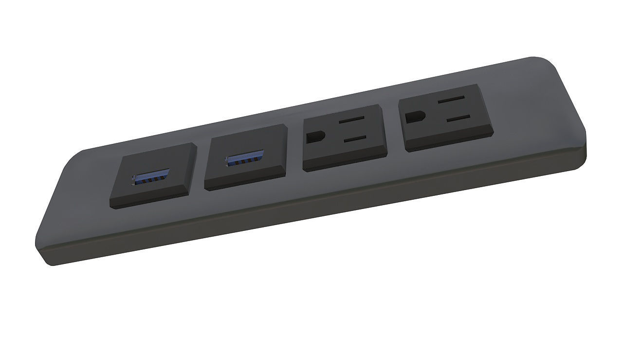 Recessed power socket grommet 3D model_4