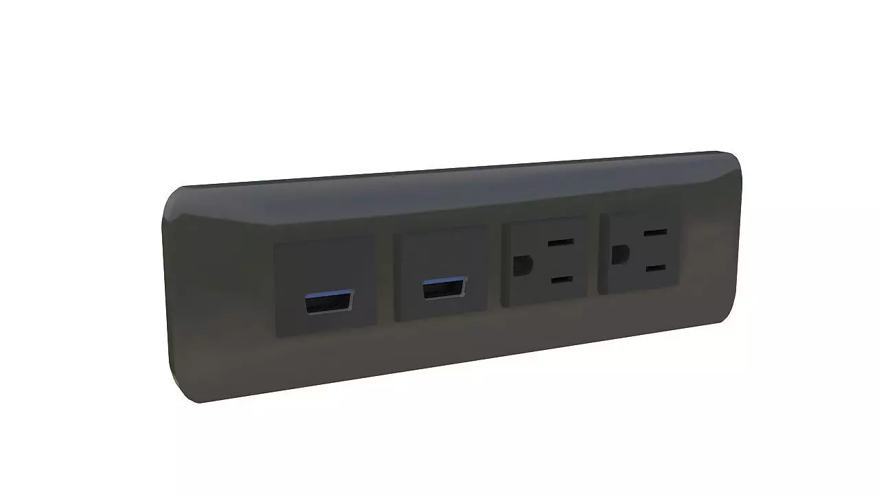 Recessed power socket grommet 3D model_0