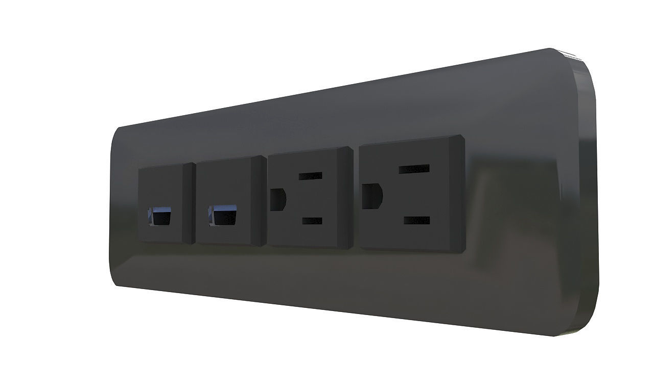 Recessed power socket grommet 3D model_2