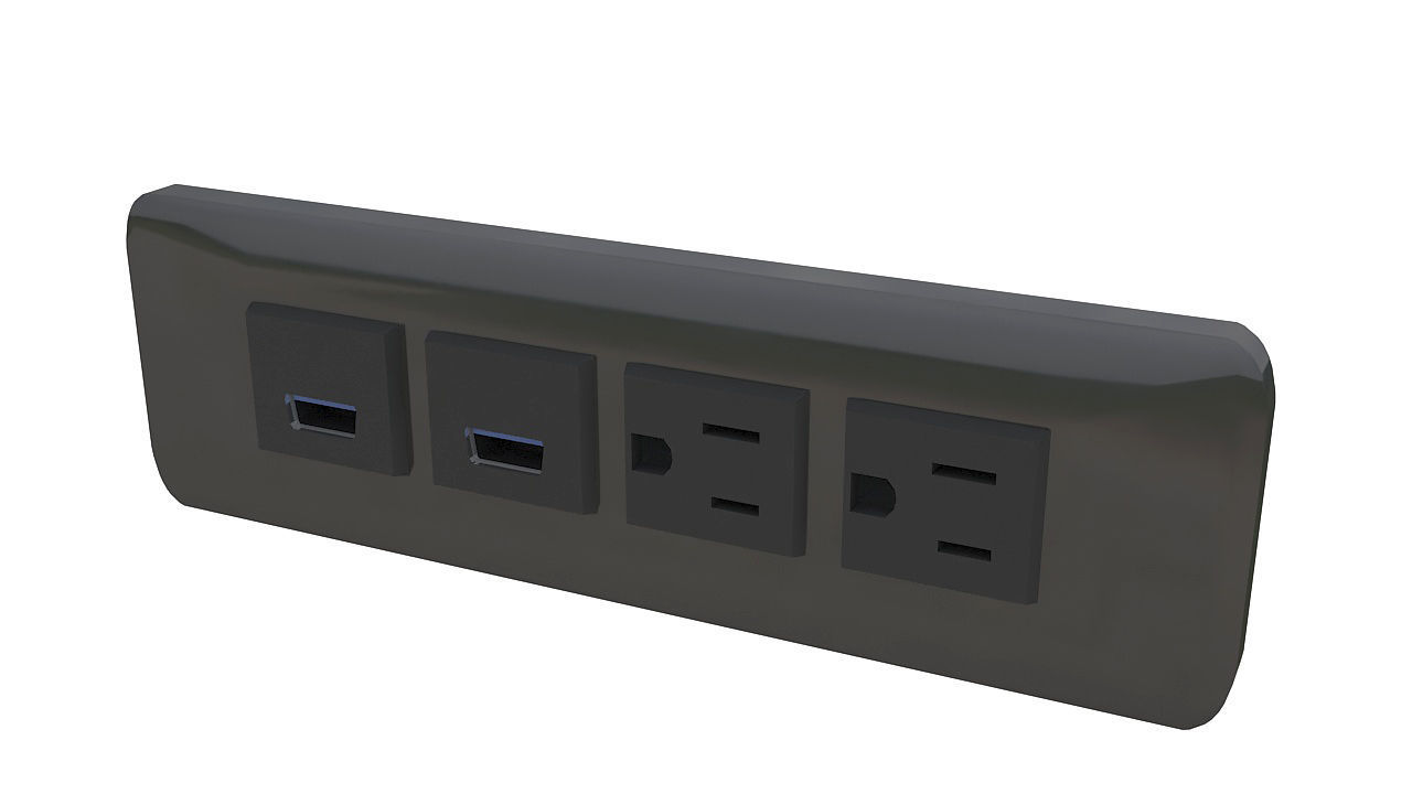 Recessed power socket grommet 3D model_3