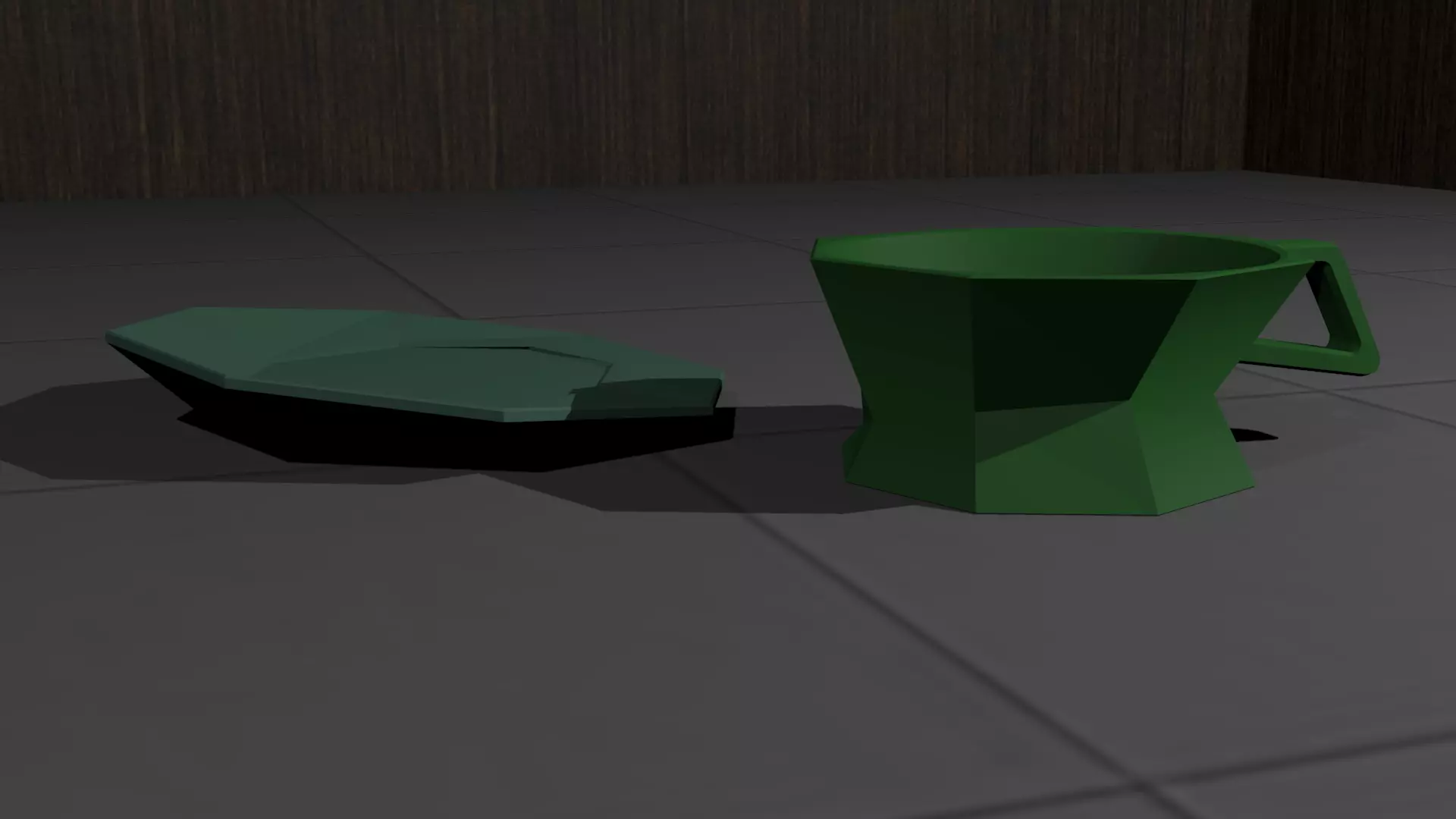 Geometric Teacup and Saucer 3D model_0