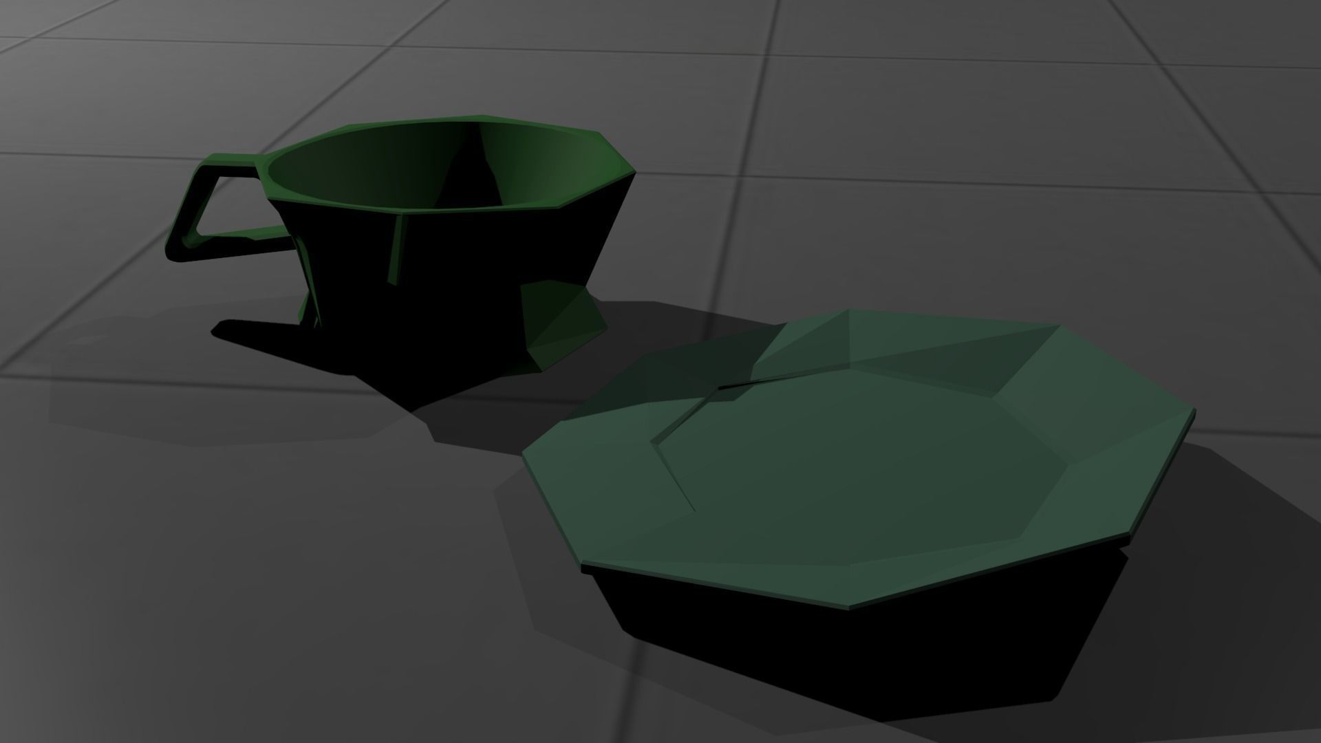 Geometric Teacup and Saucer 3D model_2