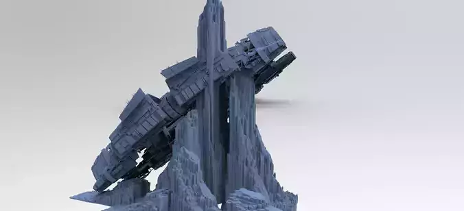 Alien Ship on mountain 3D