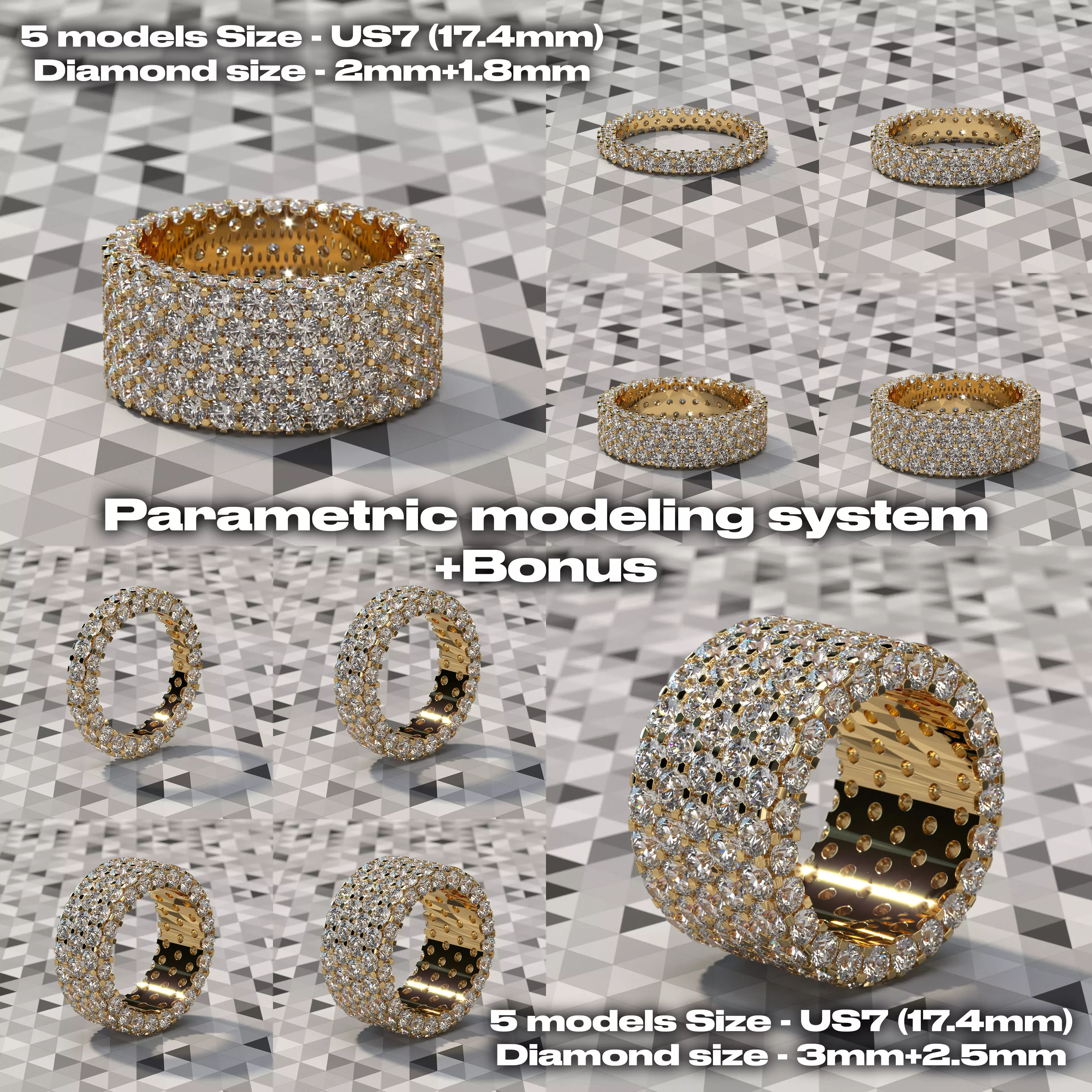 ANY SIZE Infinity Rings parametric modeling Program 3D print model_0