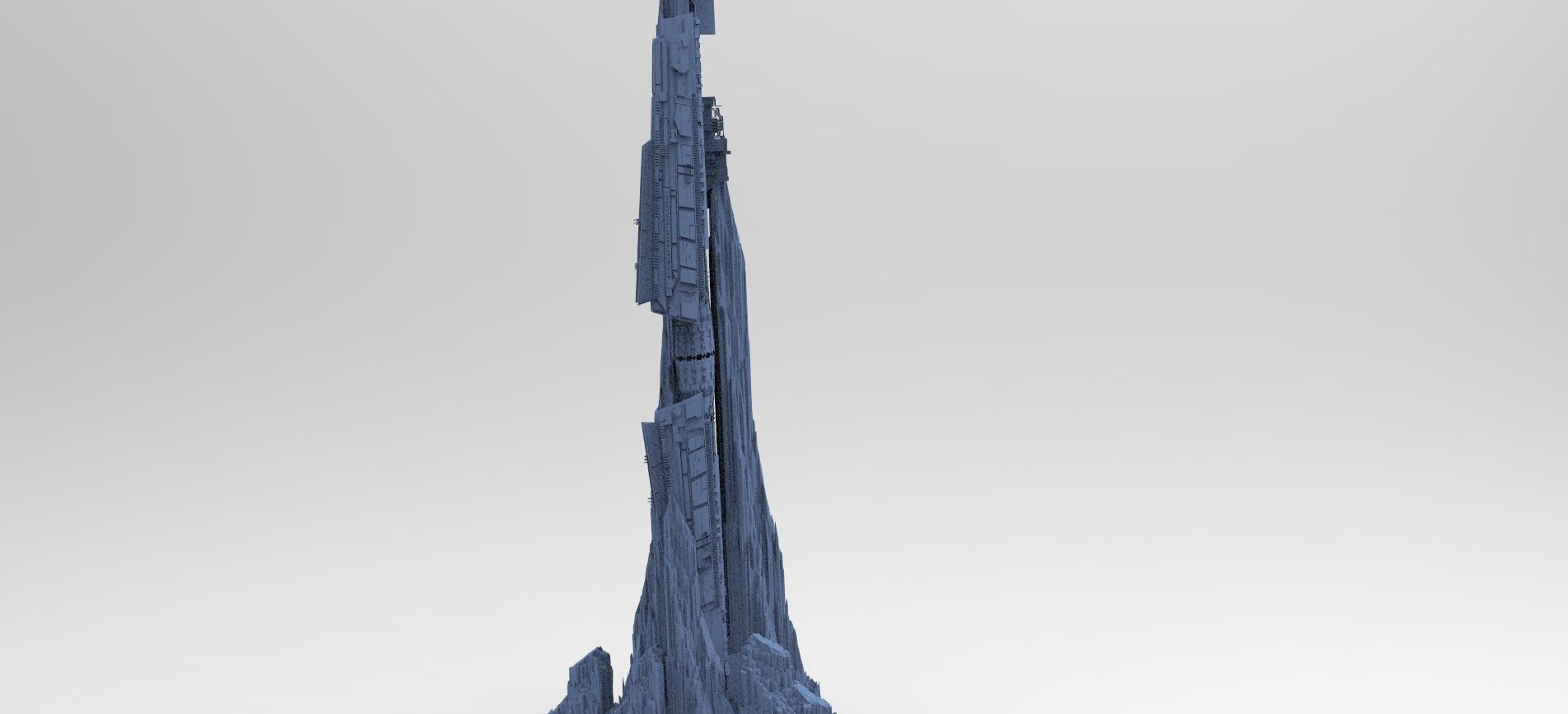 Alien Ship on mountain Tower 3D model_1