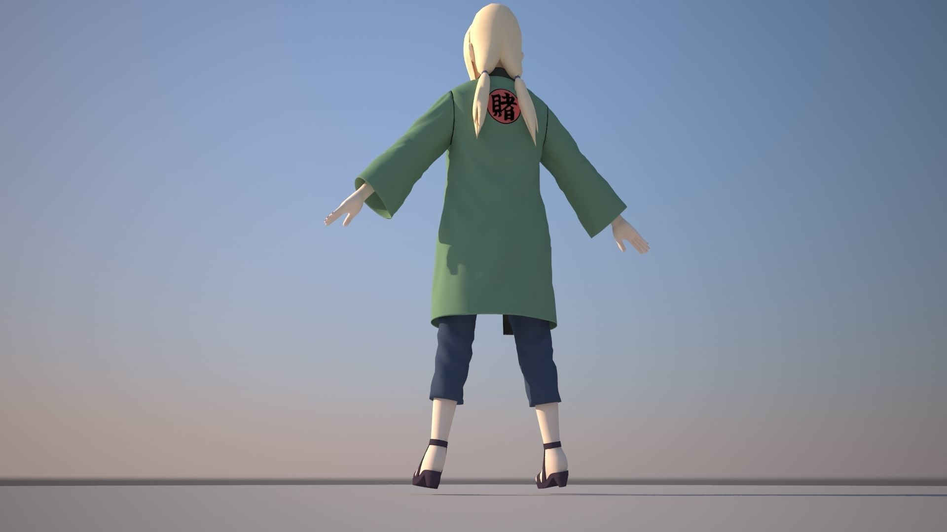 Tsunade woman in coat Low-poly 3D model_9