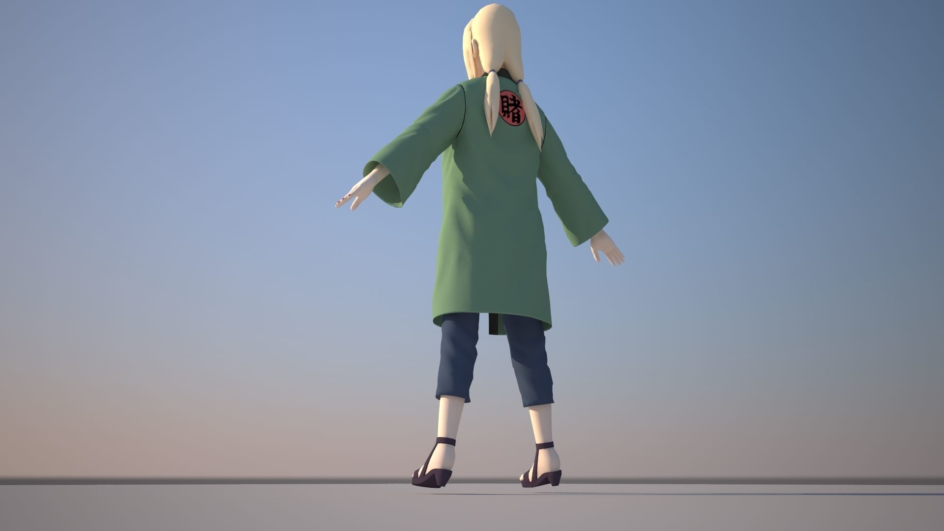 Tsunade woman in coat Low-poly 3D model_8