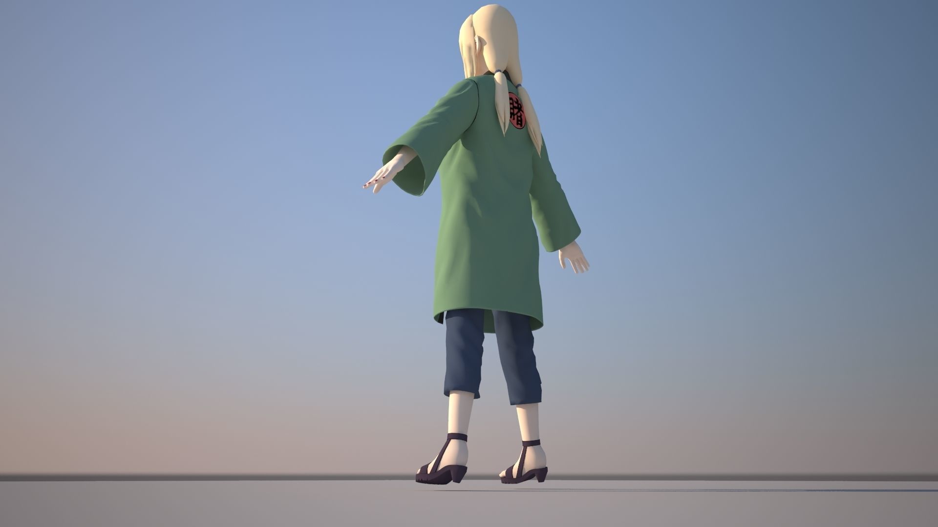 Tsunade woman in coat Low-poly 3D model_7