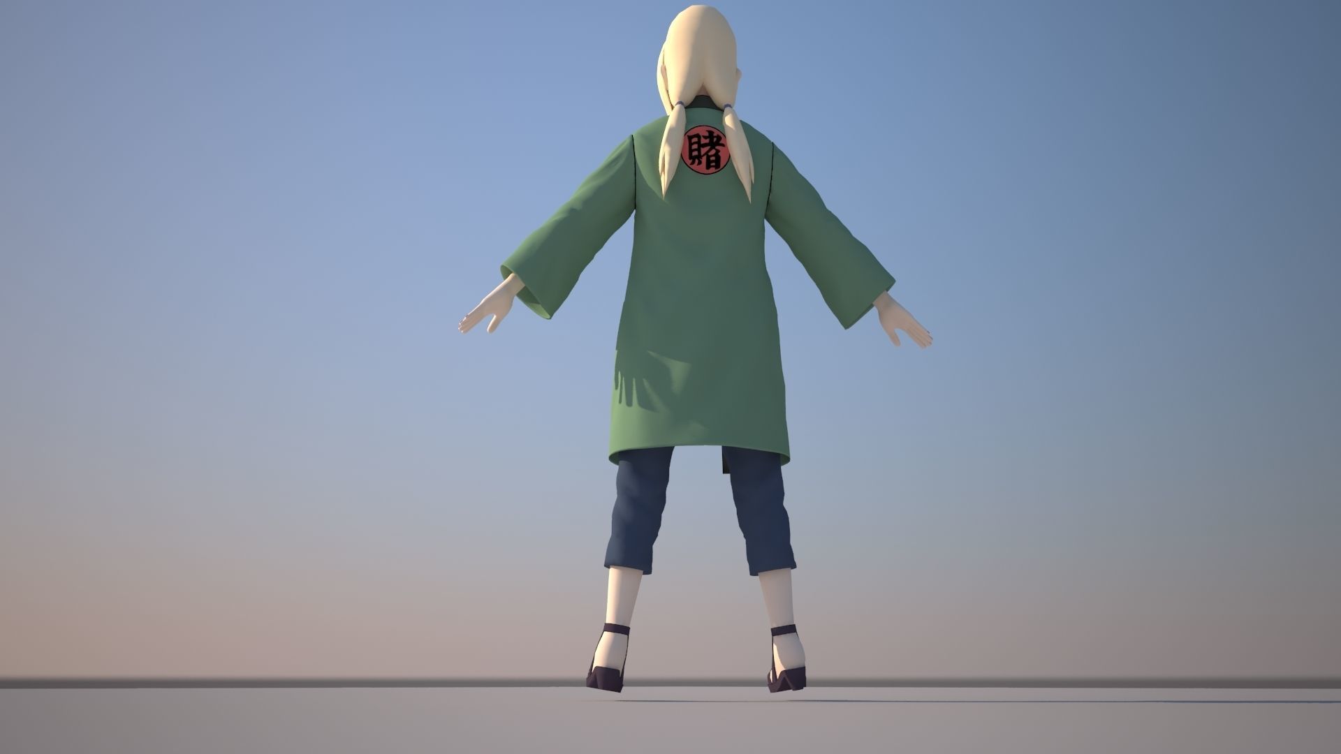 Tsunade woman in coat Low-poly 3D model_10