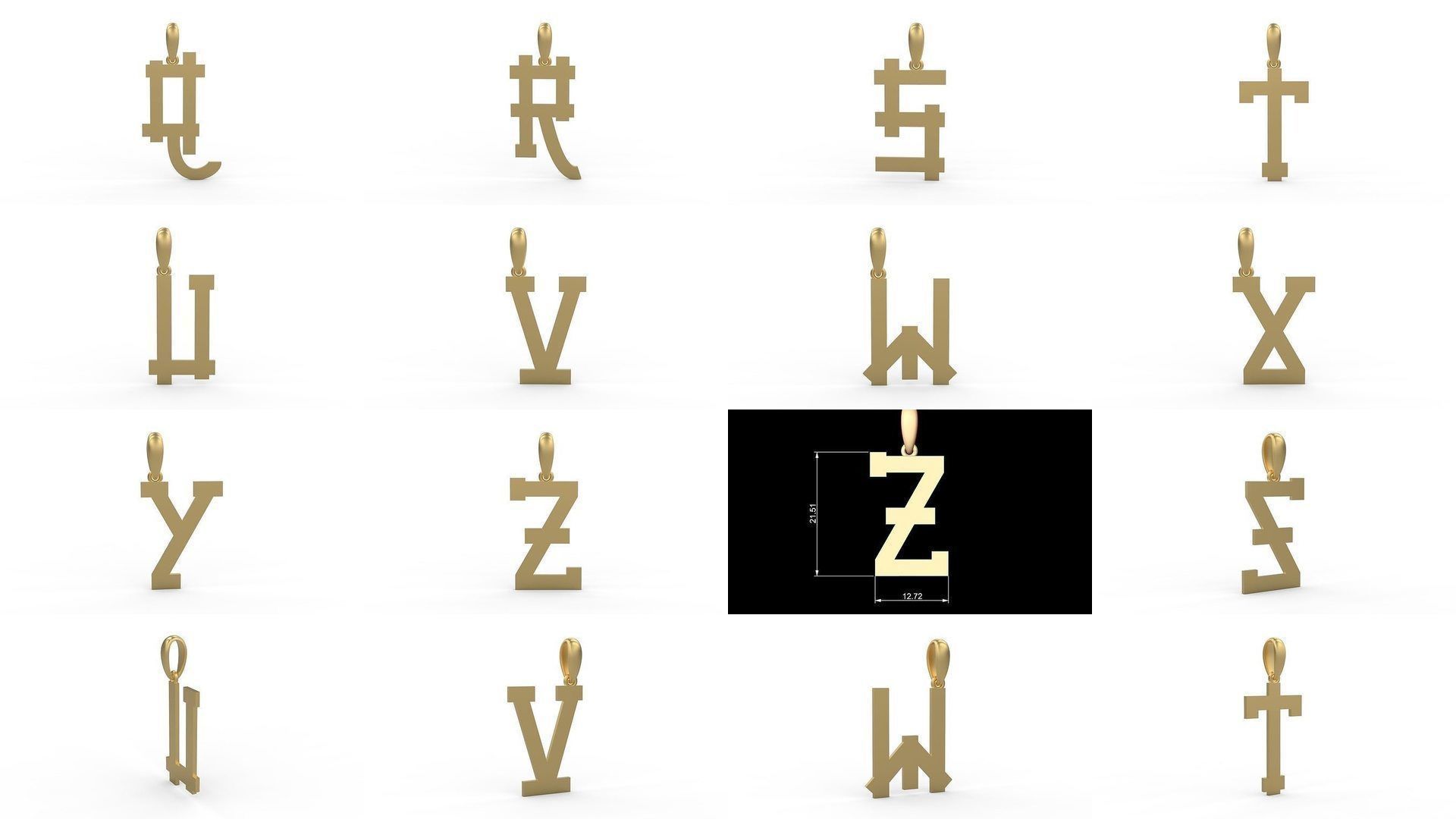 Initial Letters Pendant Alphabets Aishiteru 3D Model Collection_1