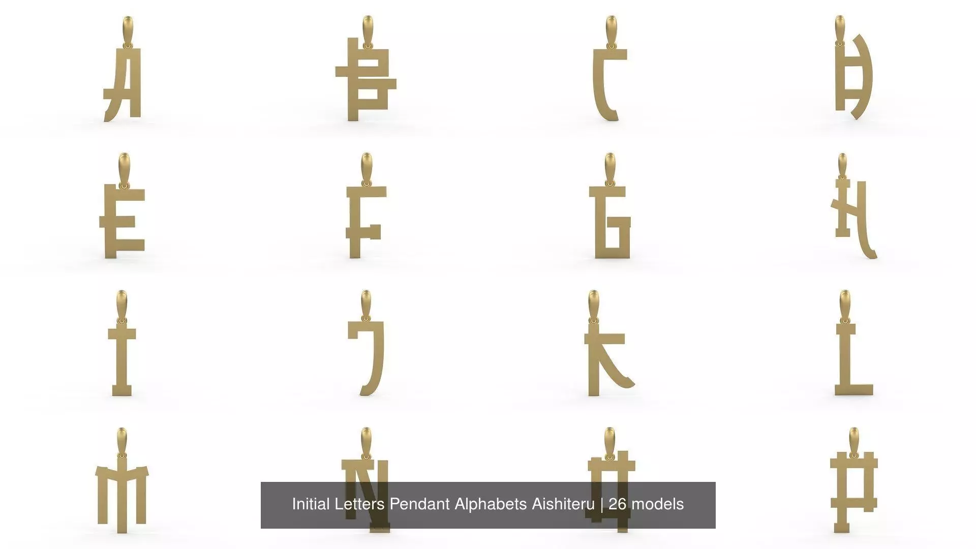 Initial Letters Pendant Alphabets Aishiteru 3D Model Collection_0