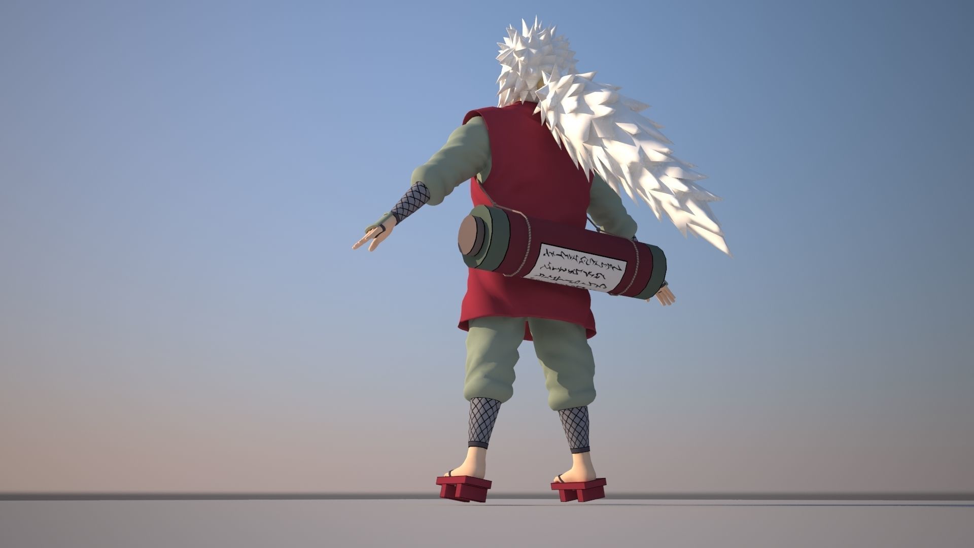 Jiraiya character with wings on skateboard Low-poly 3D model_7