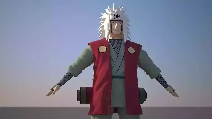Jiraiya character with wings on skateboard Low-poly 3D model