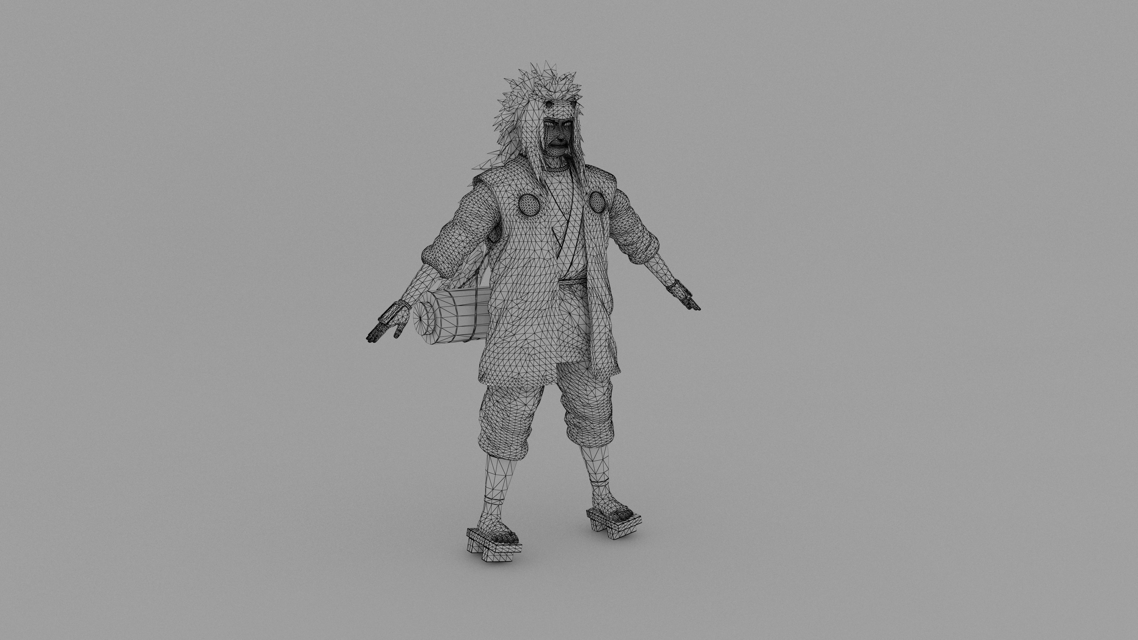 Jiraiya character with wings on skateboard Low-poly 3D model_12