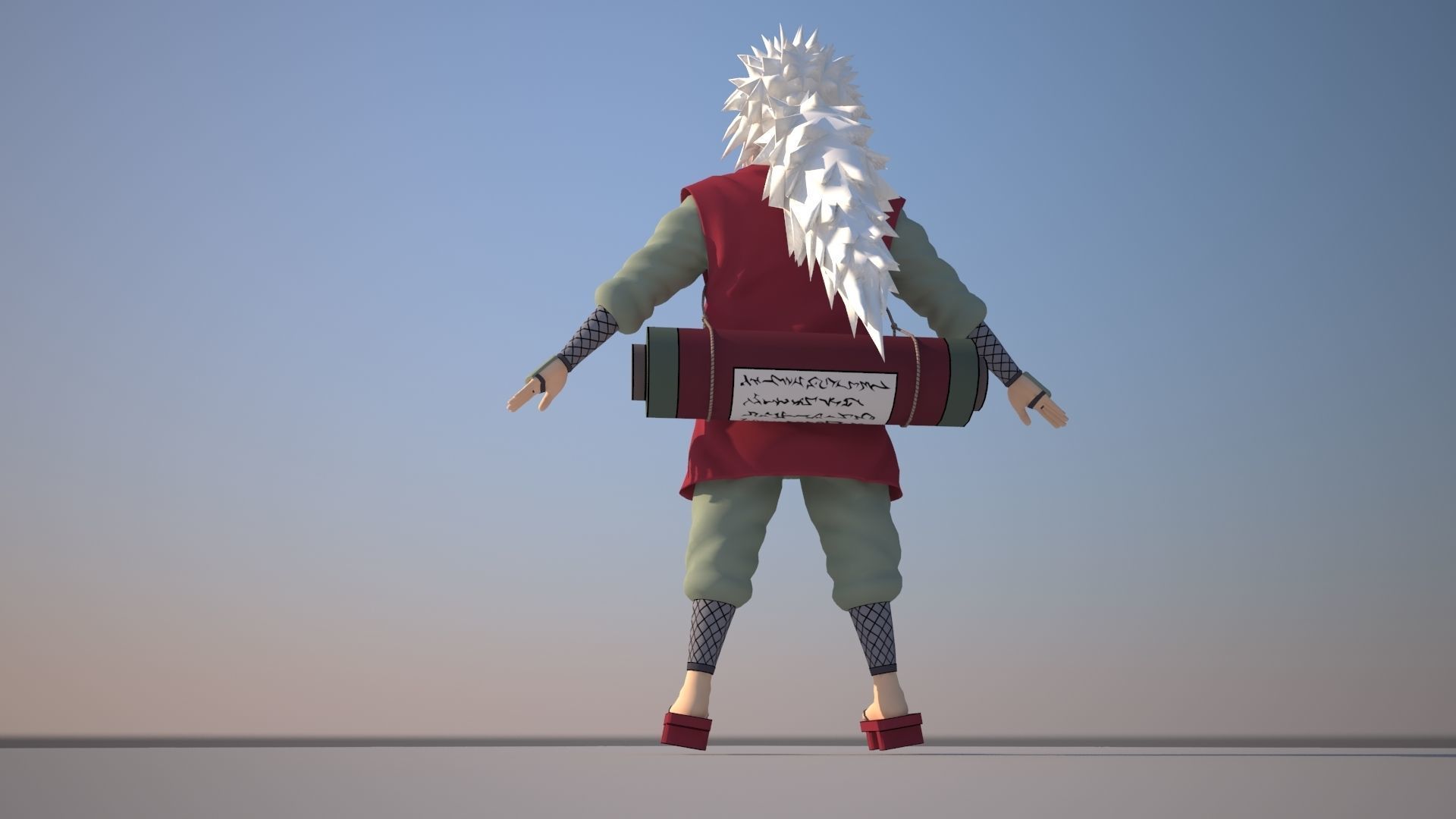 Jiraiya character with wings on skateboard Low-poly 3D model_3