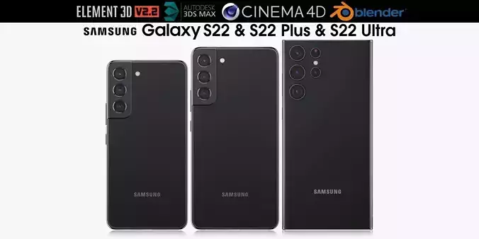 Samsung Galaxy S22 and S22 Plus and S22 Ultra v1 3D model