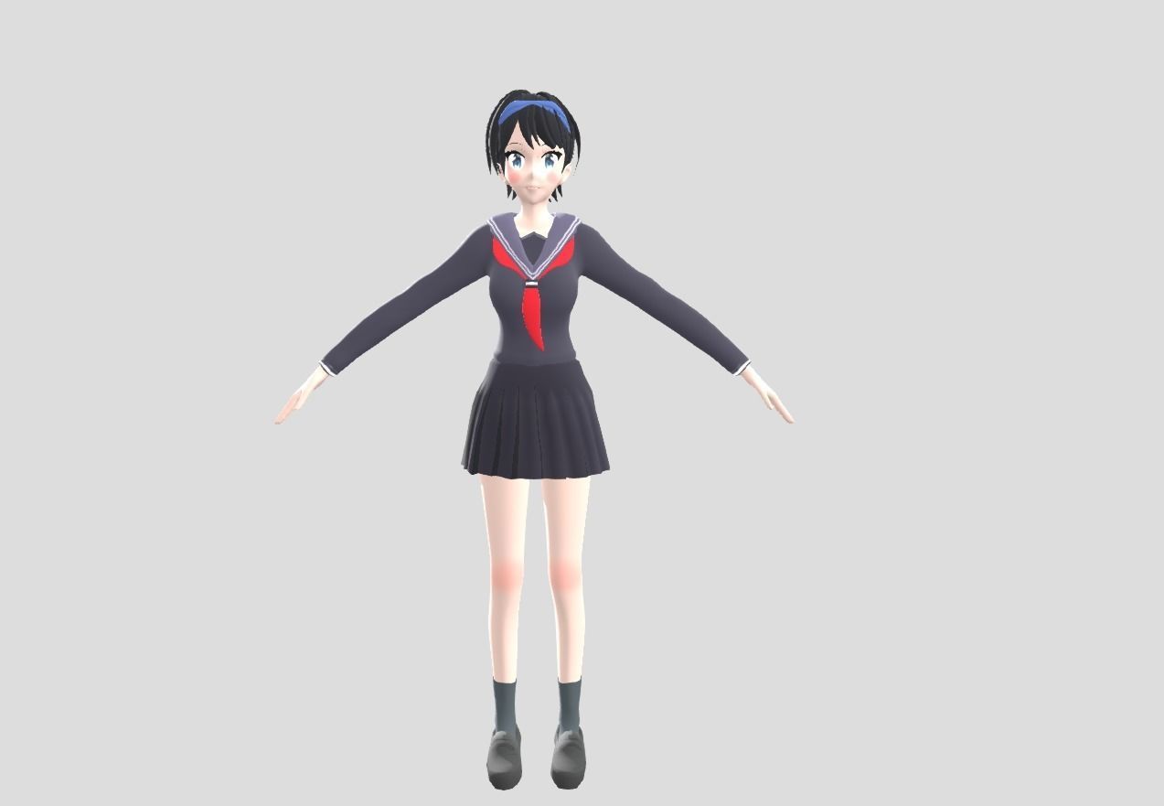 anime girl 2 Free 3D model_2
