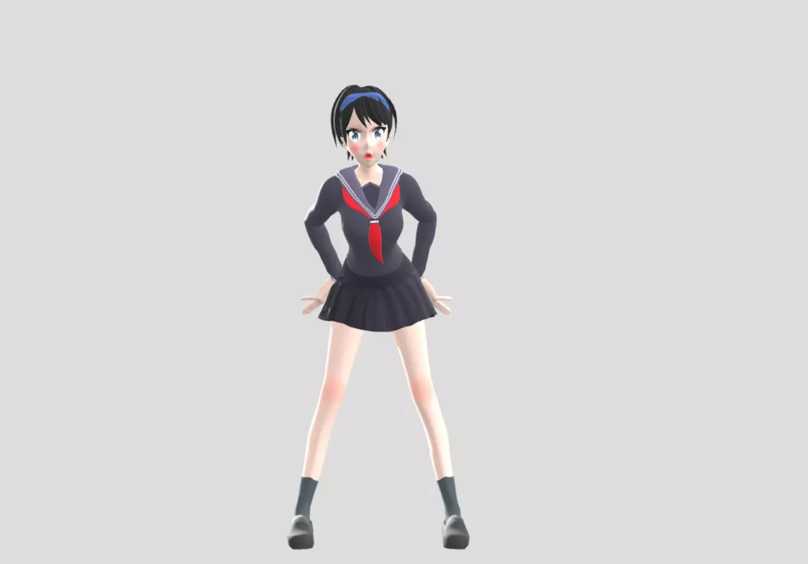 anime girl 2 Free 3D model_0