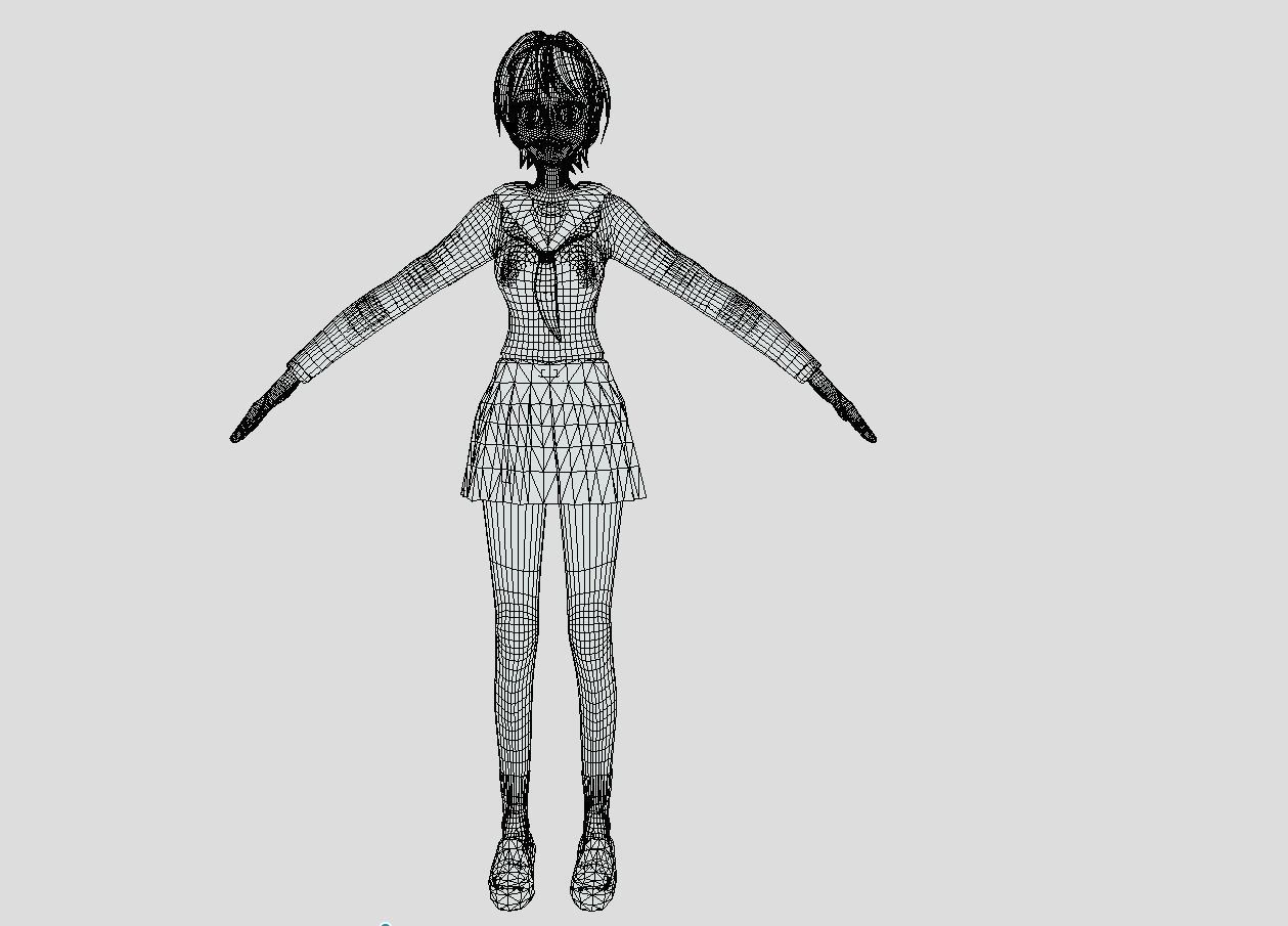 anime girl 2 Free 3D model_5