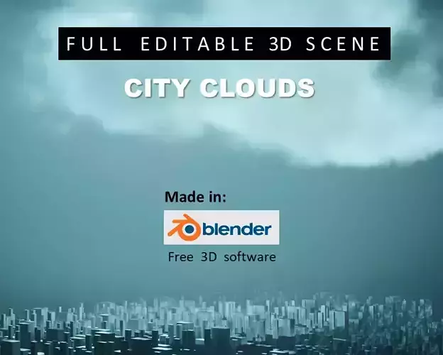 CITY WITH REAL CLOUDS - Full Editable 3D Scene Low-poly 3D model