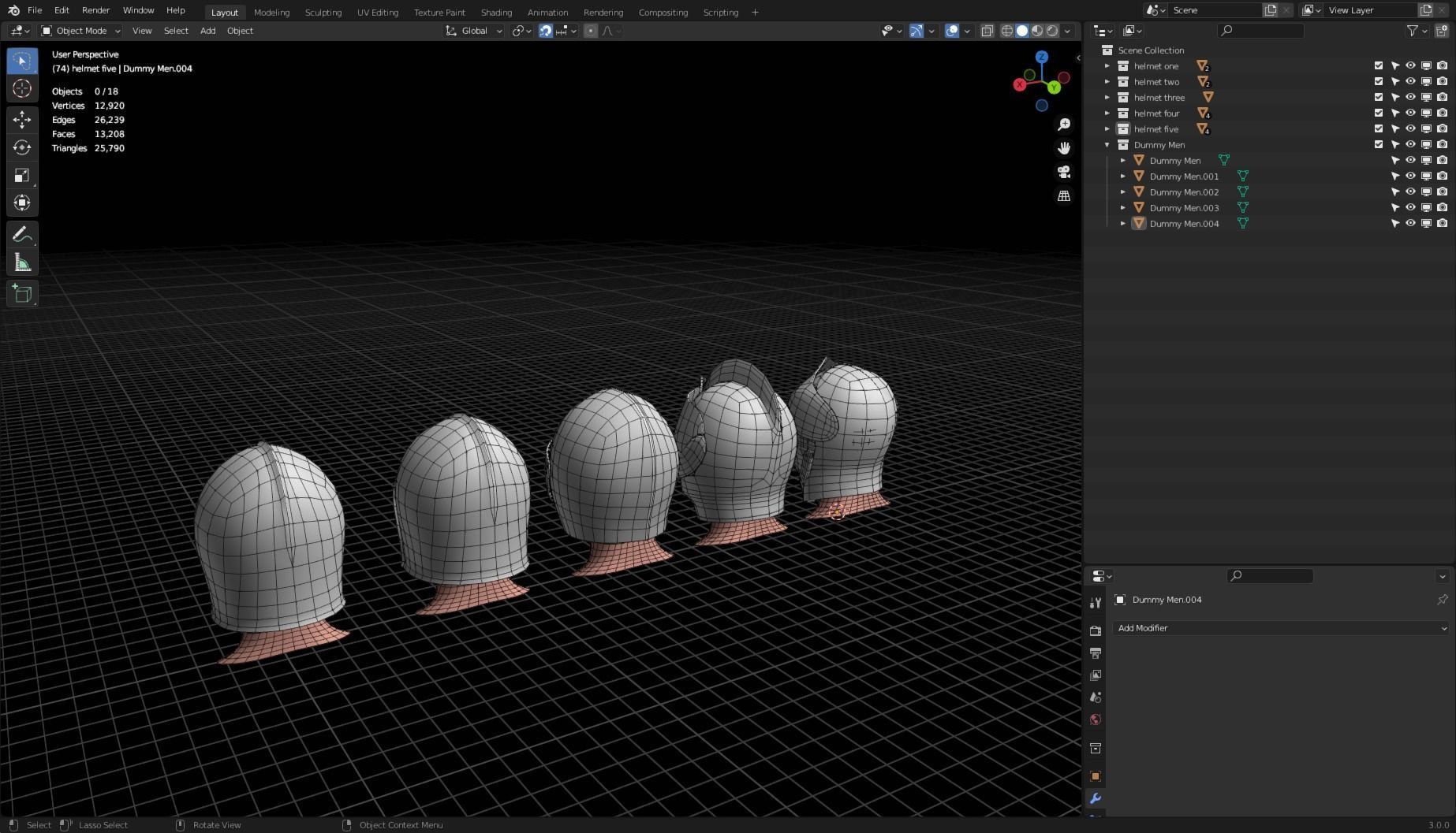 BASE HELMET MODELS 1-5 Low-poly 3D model_6