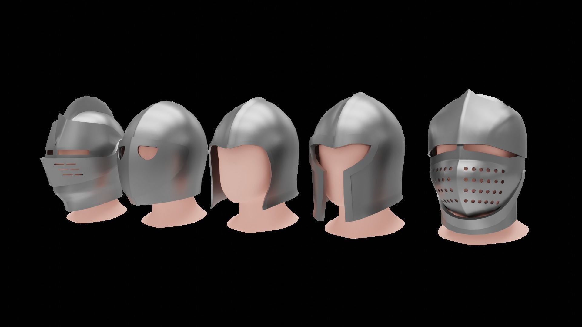 BASE HELMET MODELS 1-5 Low-poly 3D model_11