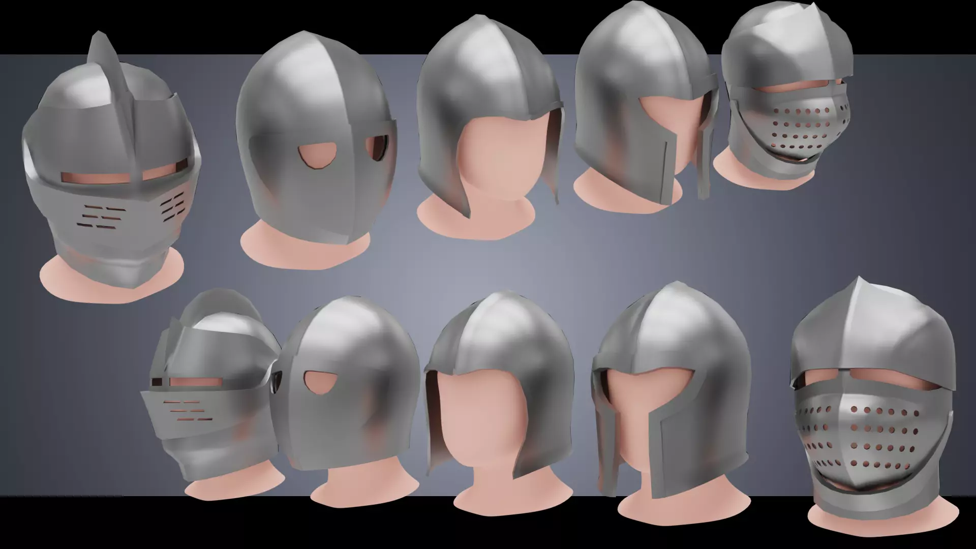 BASE HELMET MODELS 1-5 Low-poly 3D model_0