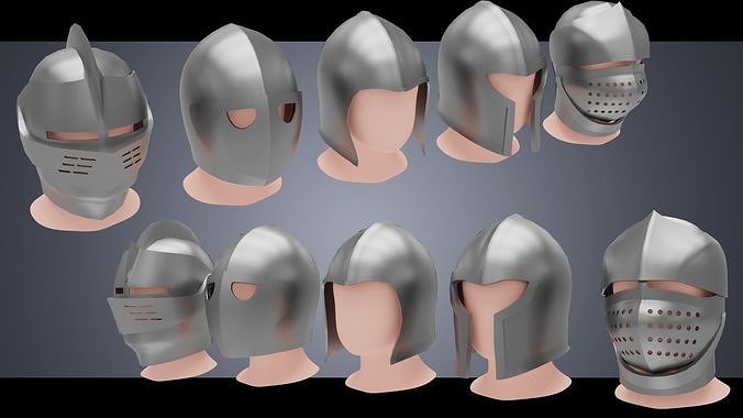 BASE HELMET MODELS 1-5 Low-poly 3D model