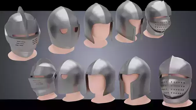 BASE HELMET MODELS 1-5 Low-poly 3D model