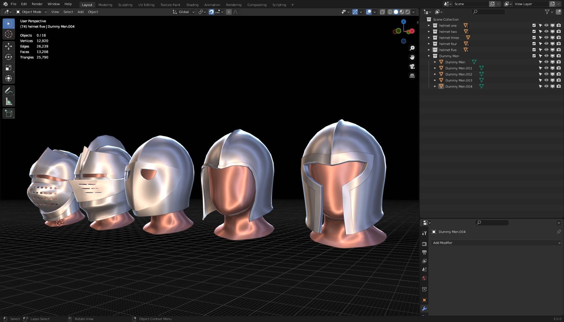 BASE HELMET MODELS 1-5 Low-poly 3D model_3